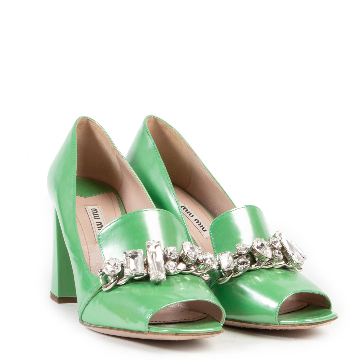 ★関税込み★ MiuMiu Pumps Miu Miu Pink Patent Gingham Pumps - size 37 ○ Labellov
