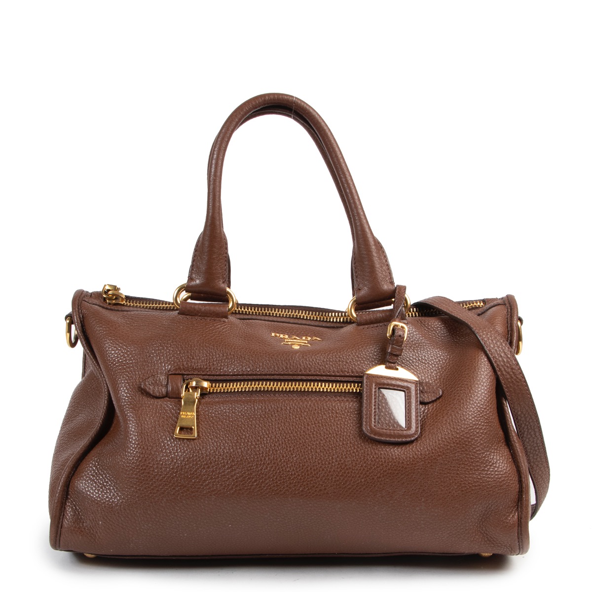 Prada Brown Vitello Daino Shoulder Bag ○ Labellov ○ Buy and Sell