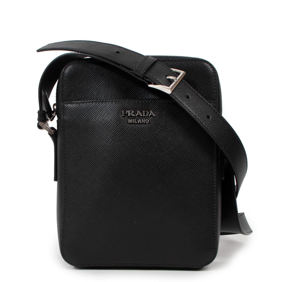 Prada Black Saffiano Small Messenger Bag ○ Labellov ○ Buy