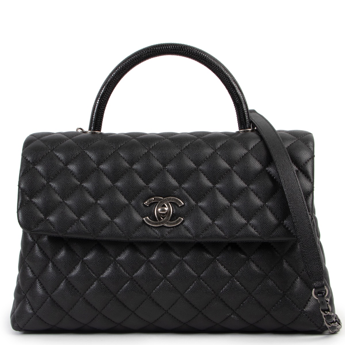 Chanel Black Quilted Caviar Large Coco Handle ○ Labellov ○ Buy and Sell  Authentic Luxury