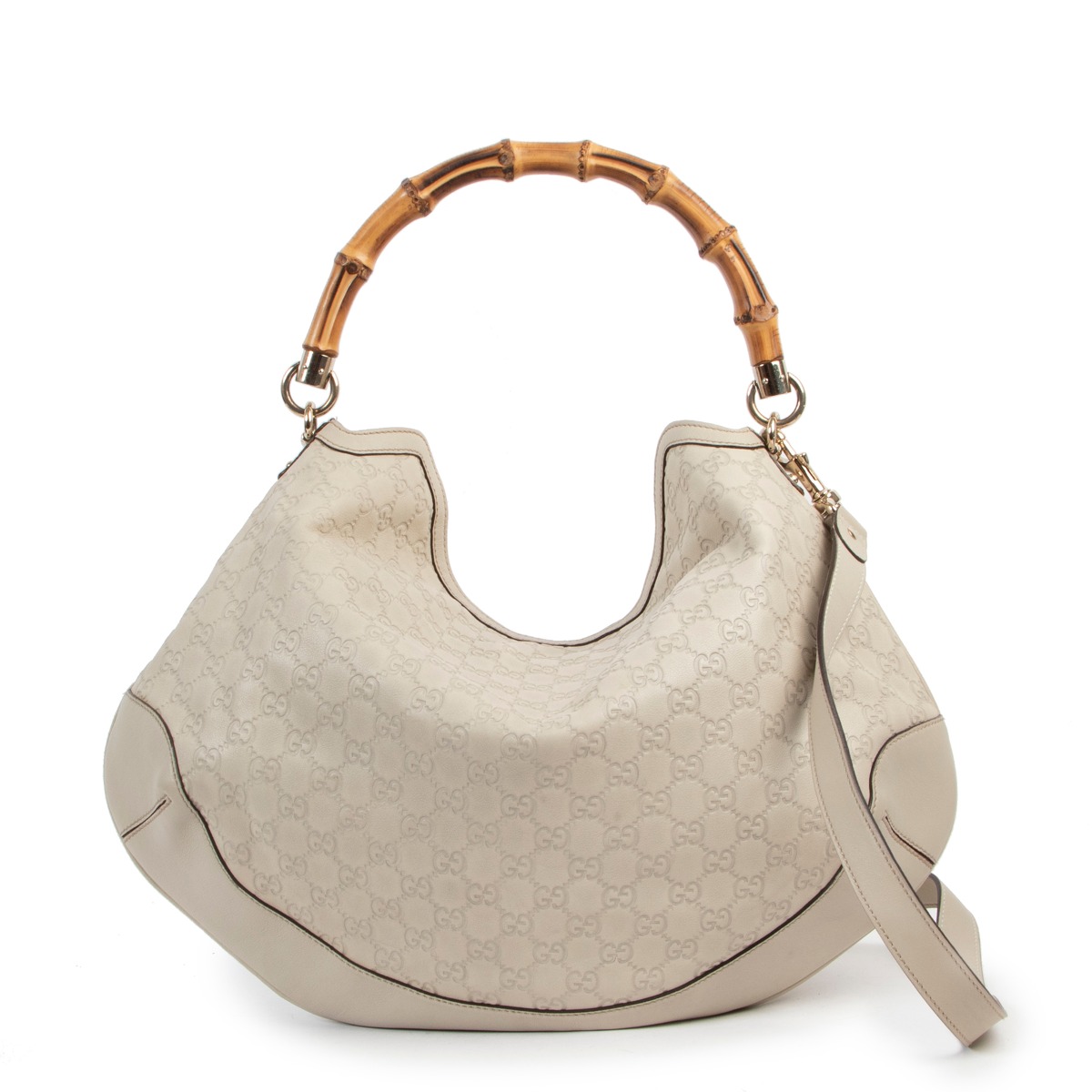 Gucci Ivory Guccissima Peggy Bamboo Bag Labellov Buy and