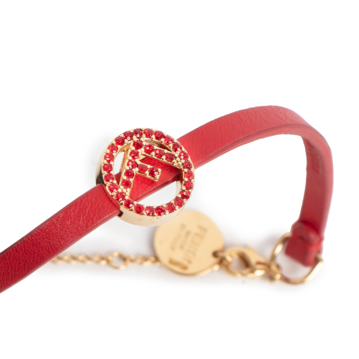 Fendi Red Leather Logo Bracelet ○ Labellov ○ Buy and Sell