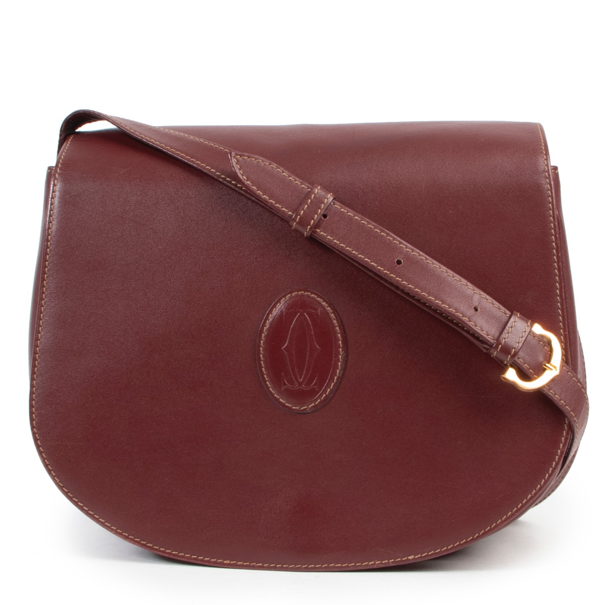 Must De Cartier Burgundy Crossbody Bag Labellov Buy and Sell Authentic Luxury