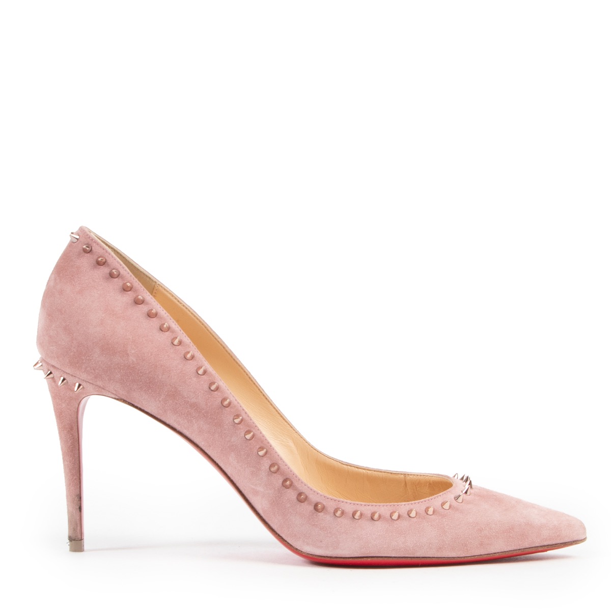 Christian Louboutin Pink Suede Studded Anjalina Pumps Size 40