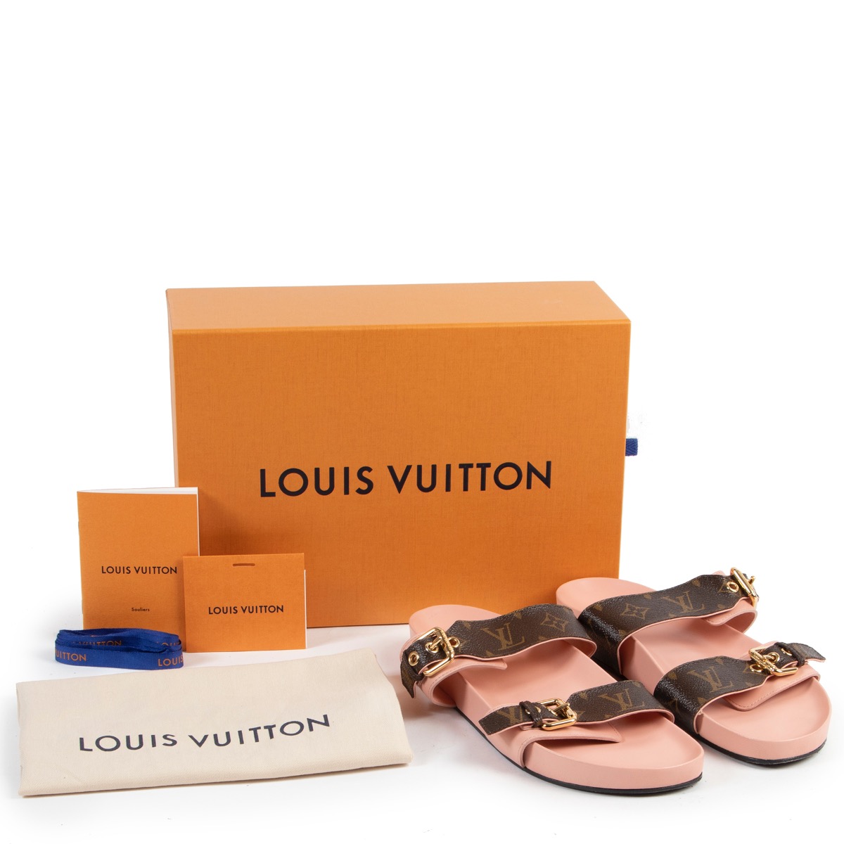 NEW LOUIS VUITTON LV Logo Pink Mink Fur Bom Dia Flat Mules Slides 40 1A4G9P  10US