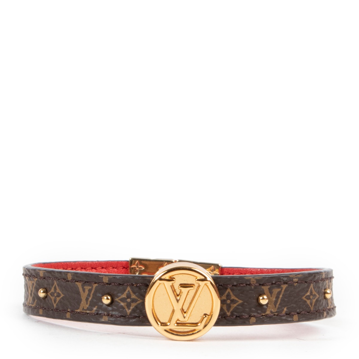 Louis Vuitton LV Circle Reversible Bracelet Monogram Red Monogram. Size 19