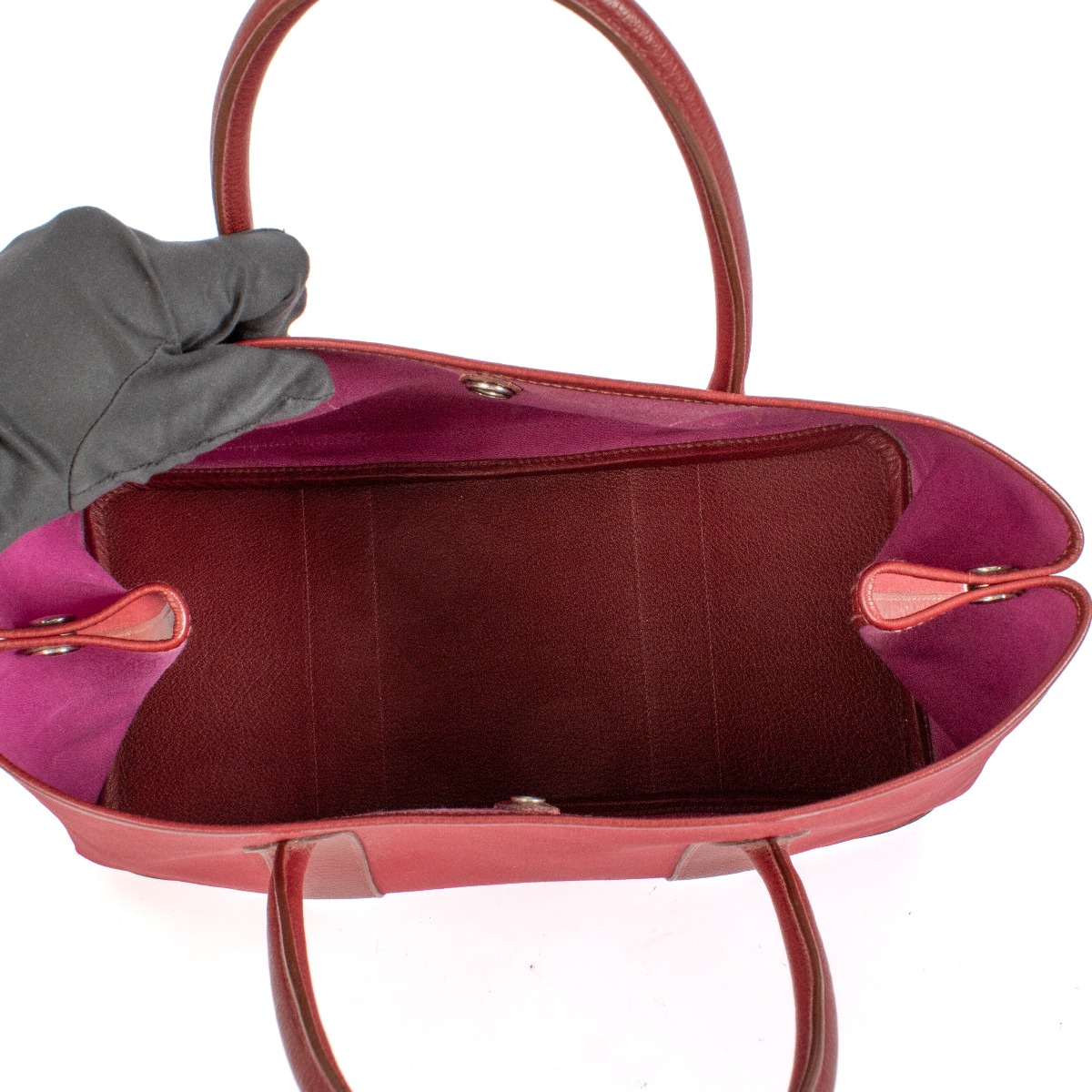 トートバッグ HERMES Garden Party 36 Ecru/Rouge Sellier Hermès Garden Party 36 Toile / Veau Négonda Rouge H / Écru