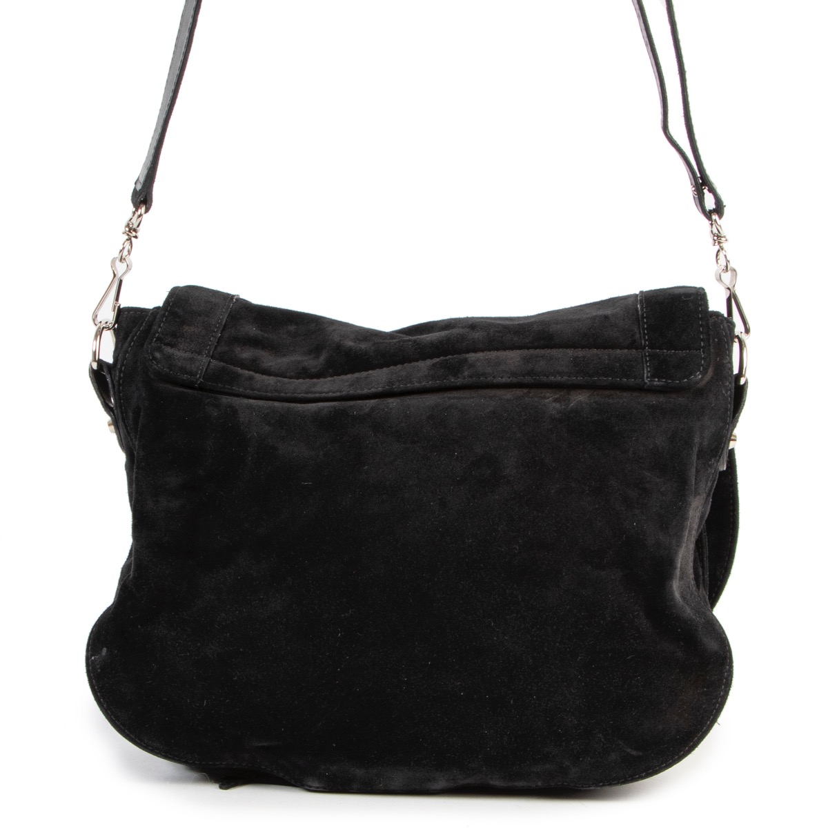 Balenciaga Black Suede Neo Folk Crossbody Bag ○ Labellov
