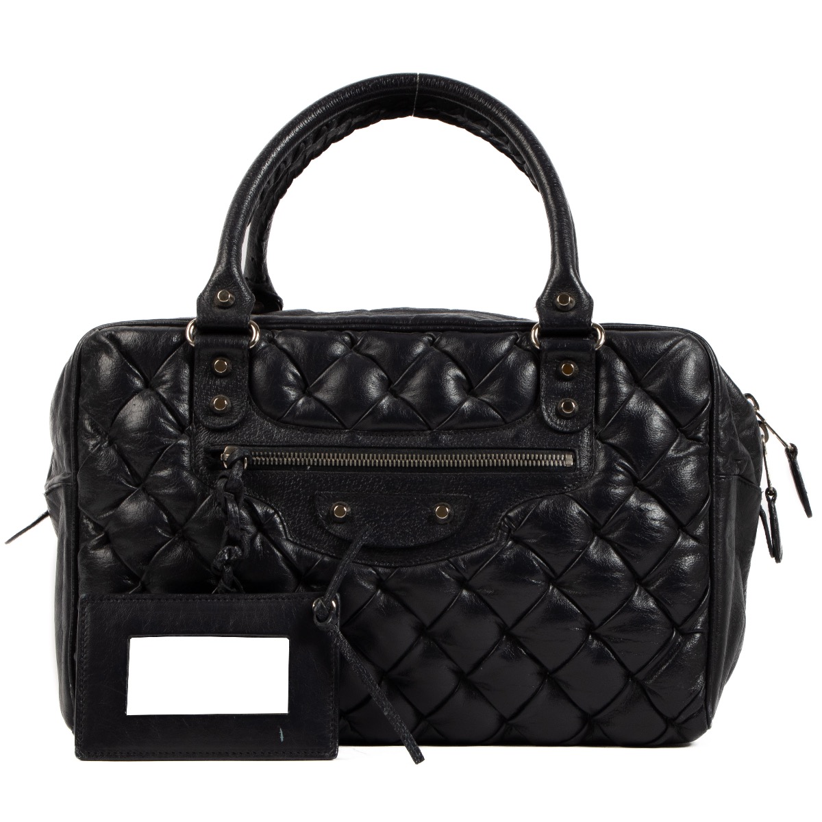 Balenciaga Blue Leather Quilted Plombe Handbag Labellov Buy and Sell Authentic Luxury