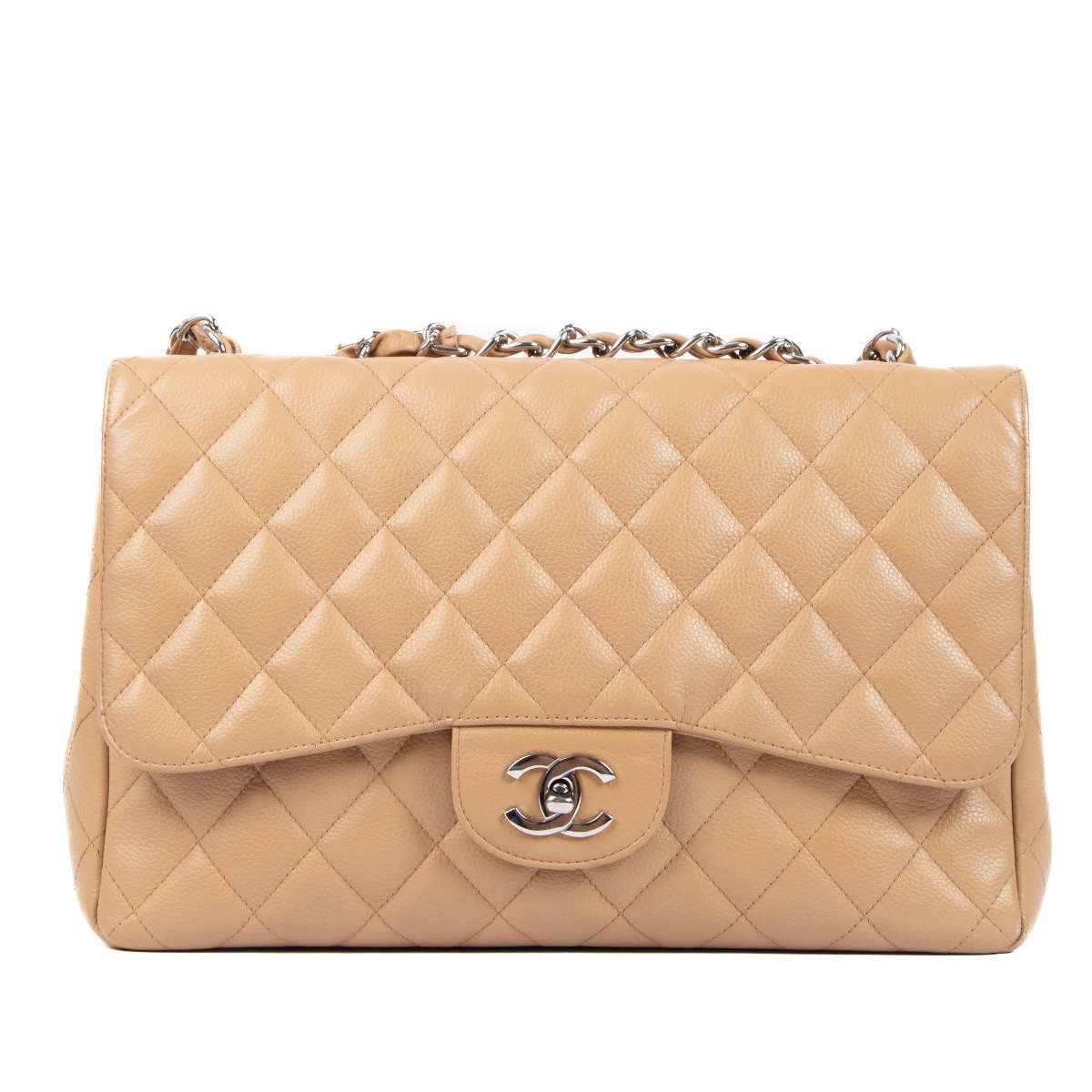 Chanel Beige Caviar Leather Large Classic Flap Bag ○ Labellov ○ Buy and  Sell Authentic Luxury