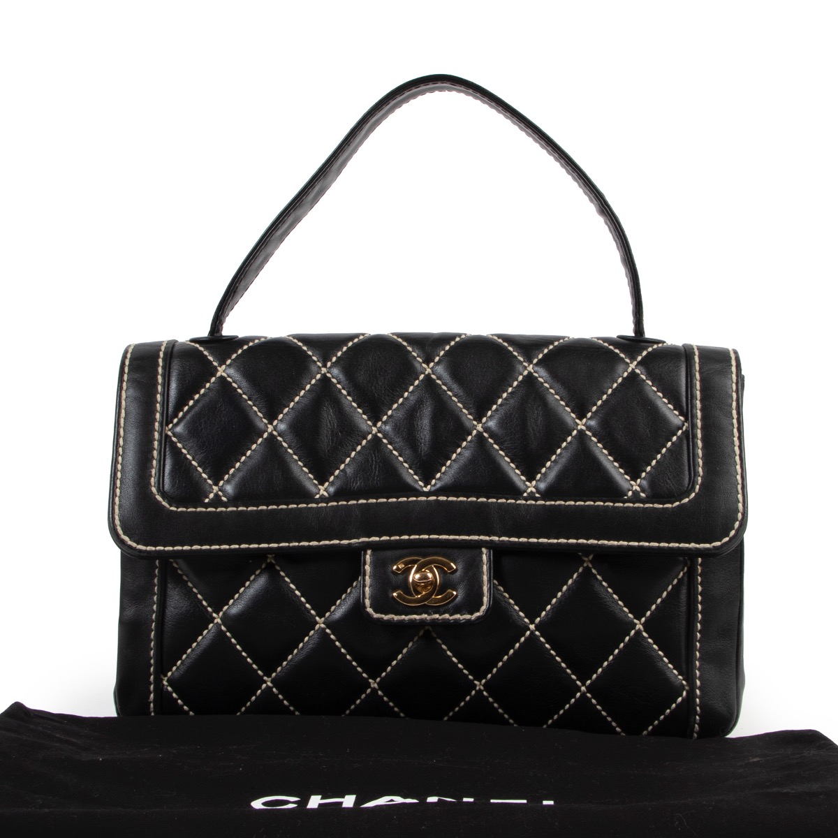 Chanel Black Wild Stitched Top Handle Flap Bag ○ Labellov