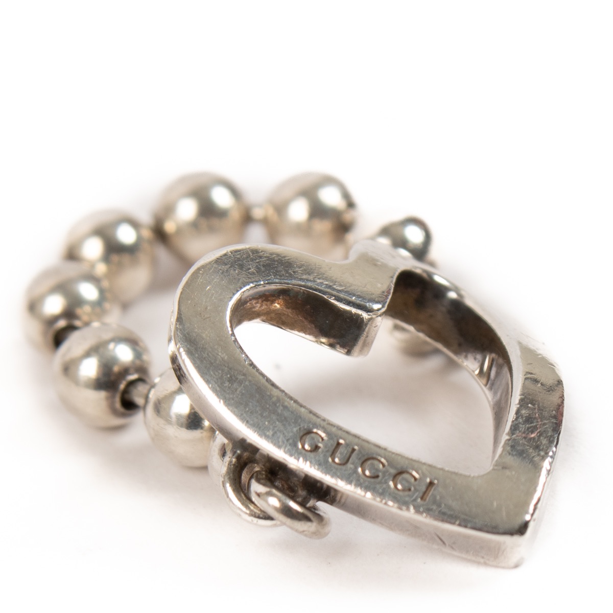 Gucci Sterling Silver Heart Ring - Size 51 ○ Labellov