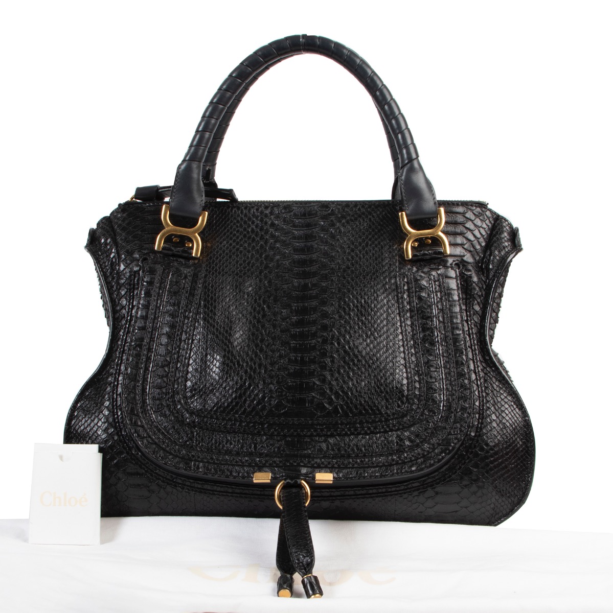 Chloe Black Python Marcie Shoulder Bag Labellov Buy and Sell Authentic Luxury