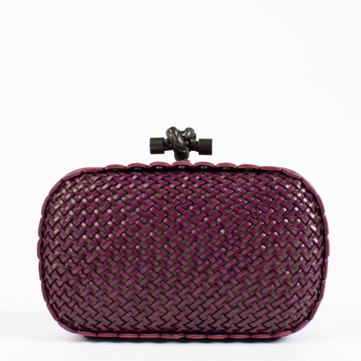 Bottega Veneta Purple Woven Knot Clutch ○ Labellov ○ Buy and