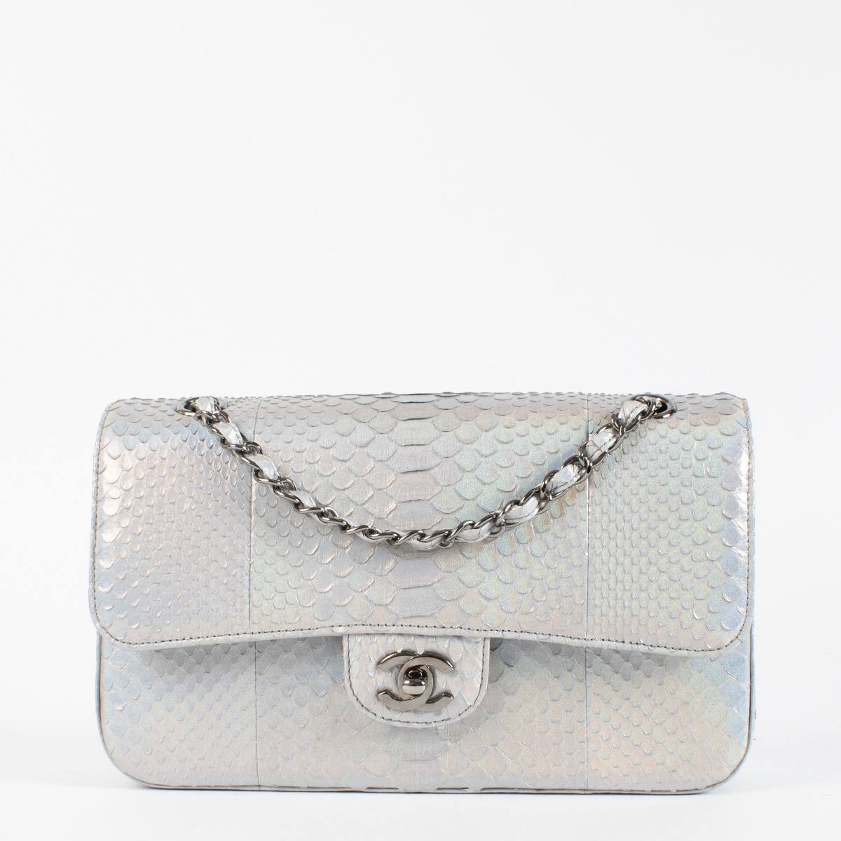 CHANEL ストラップ Chanel Silvertone Metal and Strass Crystal Flap Bag Necklace