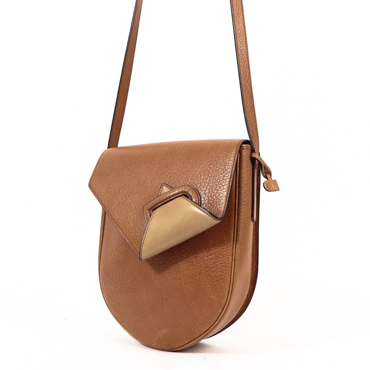 Delvaux Cognac Pebbled Leather Shoulder Bag ○ Labellov Delvaux Cognac Pebbled Leather Shoulder Bag ○ Labellov