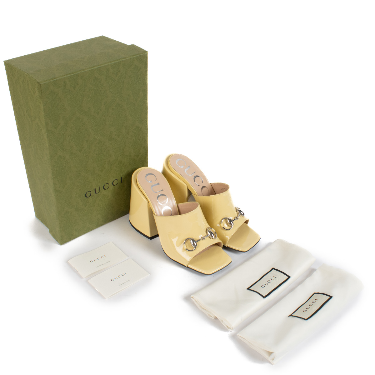 Gucci Yellow Horsebit Mule Sandals - size 37.5 ○ Labellov
