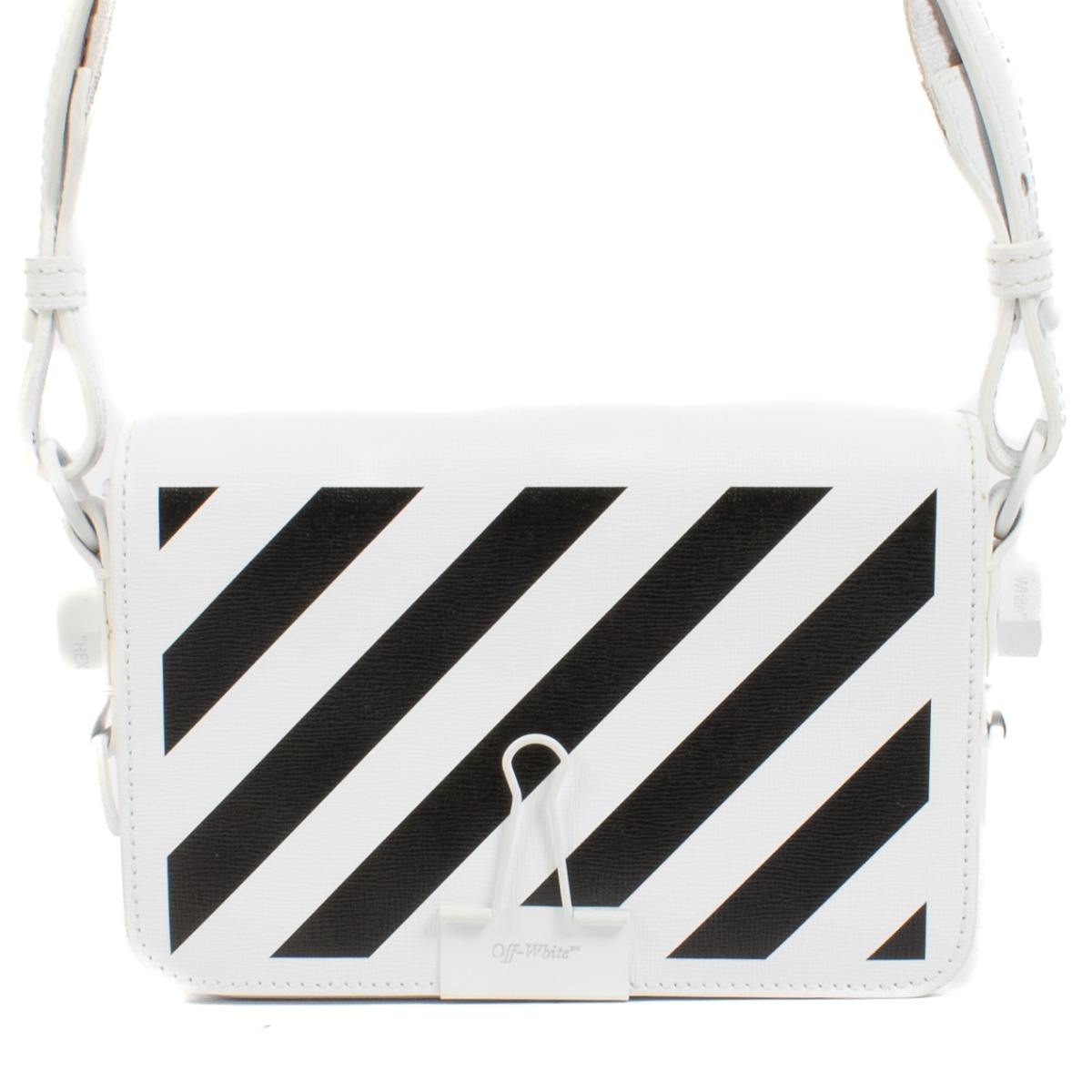 Off White White Diag Striped Mini Binder Clip Bag Labellov Buy and Sell Authentic Luxury