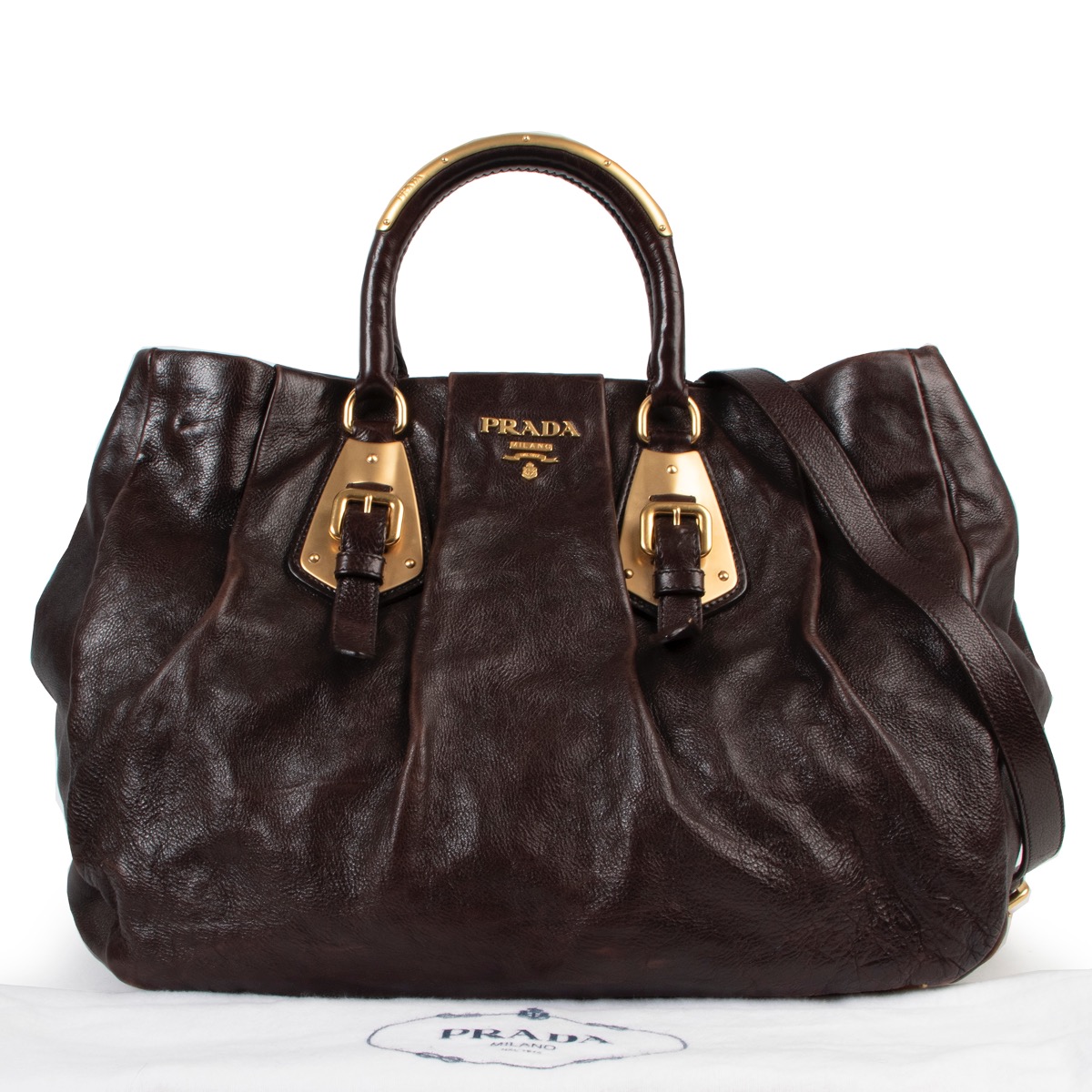 Prada Brown Leather Shoulder Bag Labellov Buy and Sell