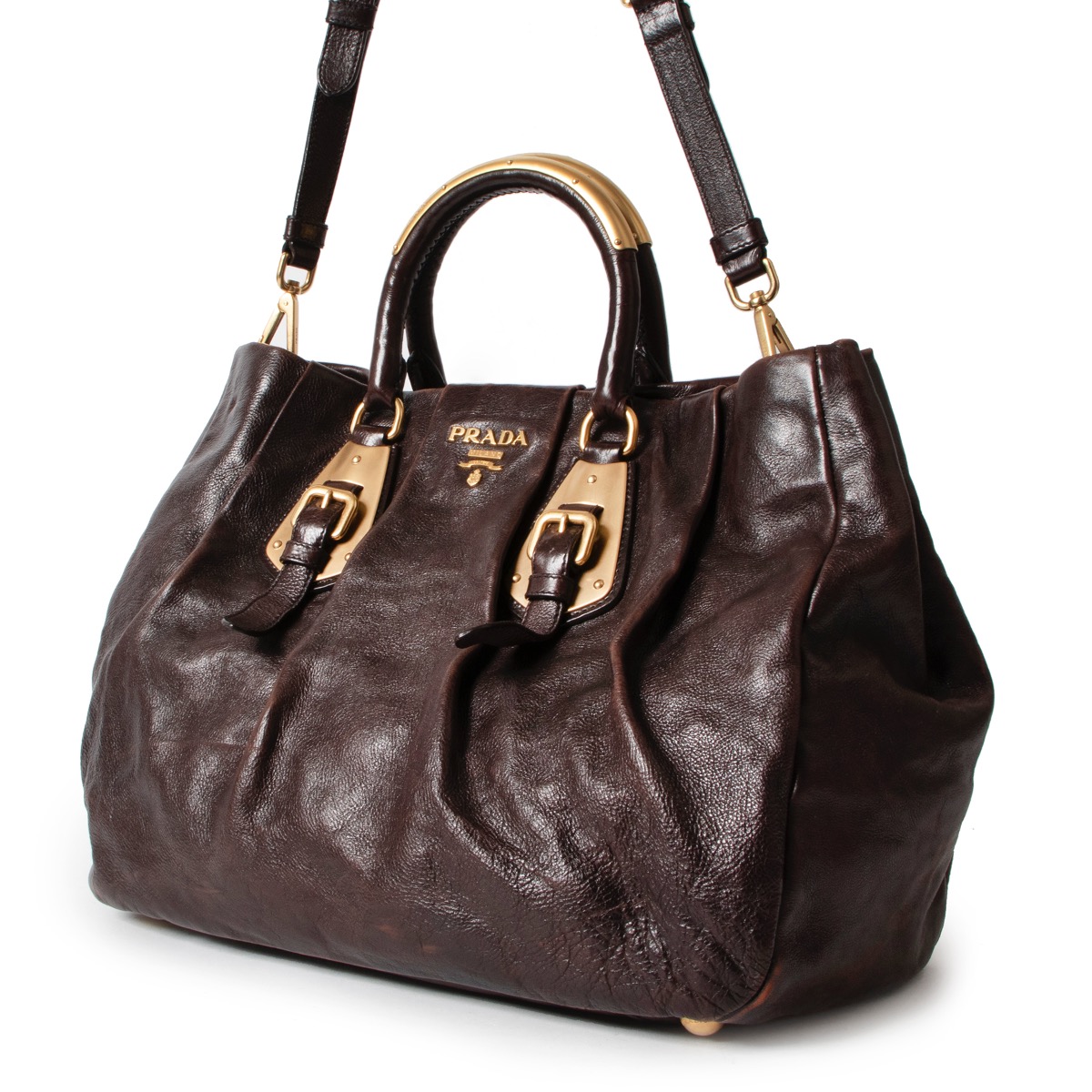 Prada Brown Leather Shoulder Bag ○ Labellov ○ Buy and Sell