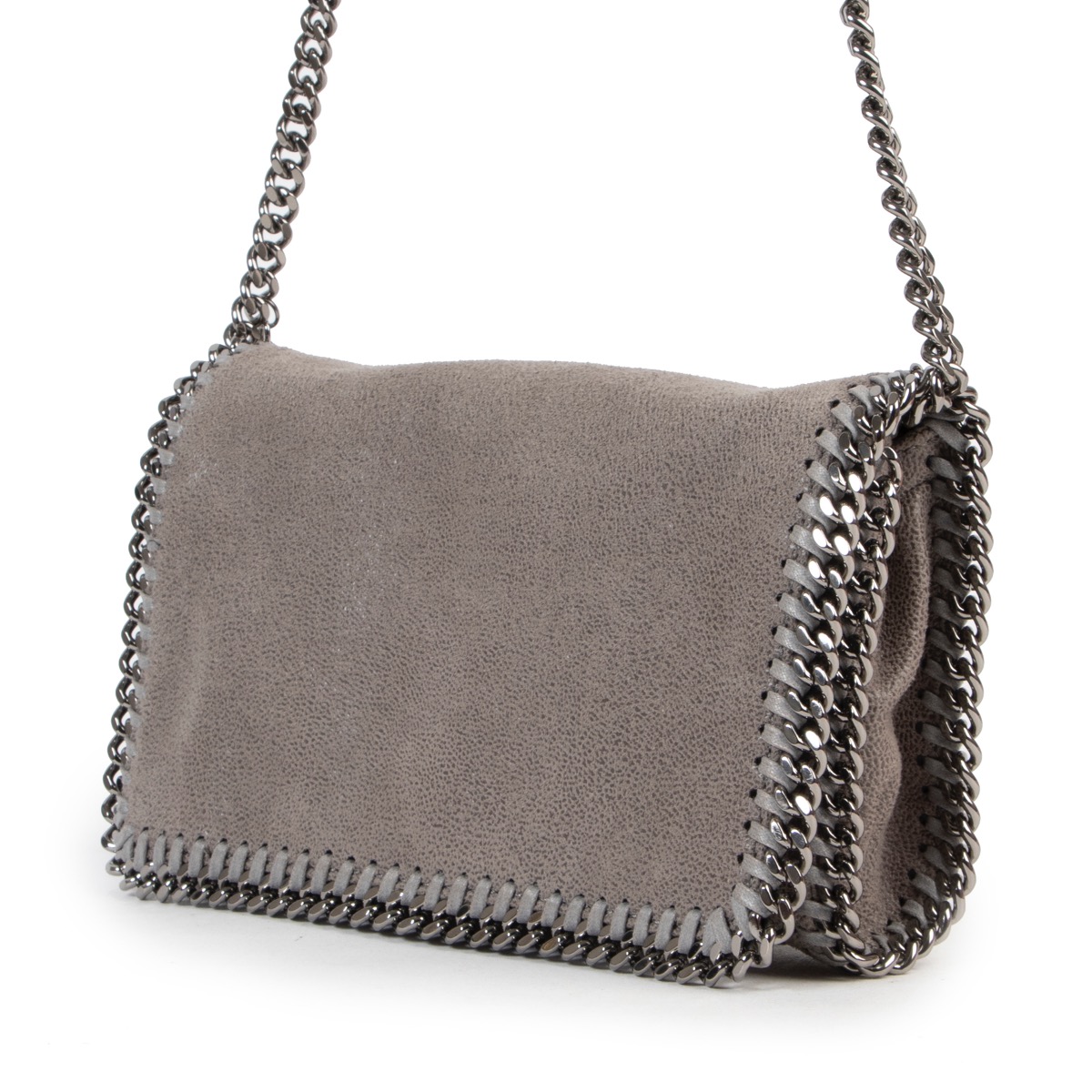 Stella McCartney Grey Fold Over Falabella Clutch ○ Labellov