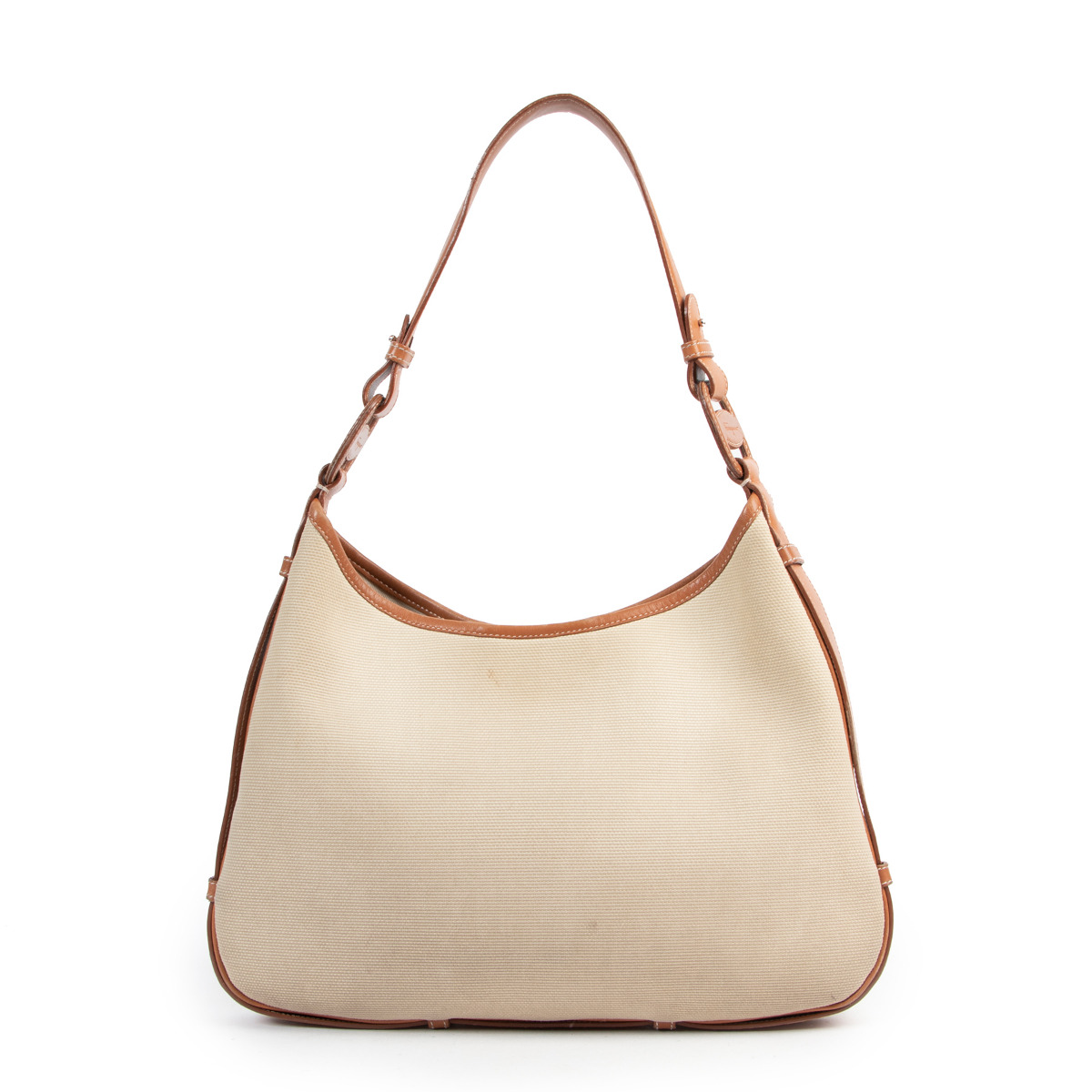 Salvatore Ferragamo Beige Canvas Shoulder Bag Labellov Buy and Sell Authentic Luxury