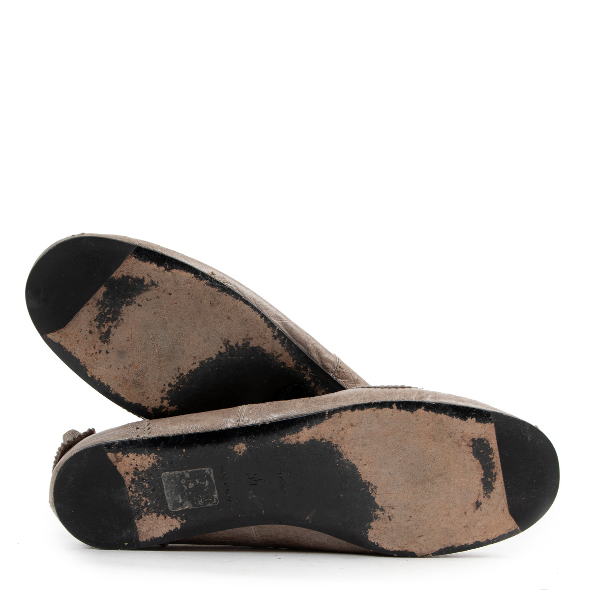 Balenciaga Taupe Leather City Ballerina Flats - size 39