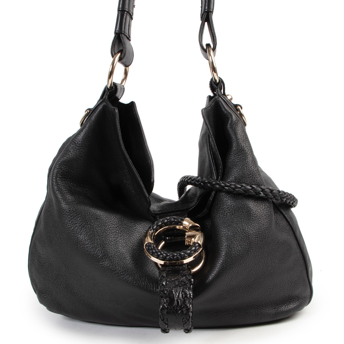 gucci black leather shoulder bag