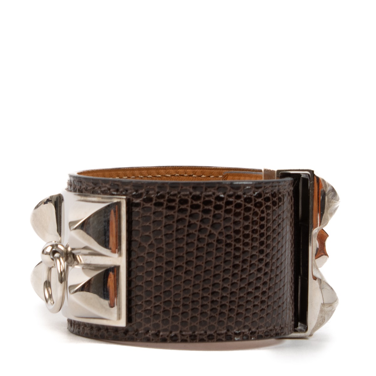 Hermès Brown Lizard Collier De Chien Bracelet - Size T4
