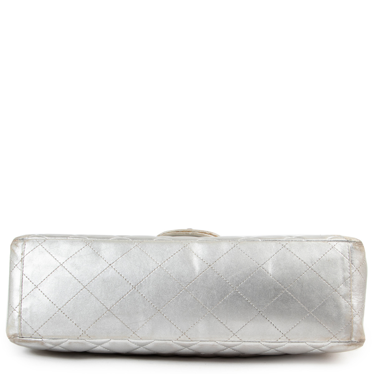 Chanel Silver Lambskin Maxi Classic Flap Bag ○ Labellov