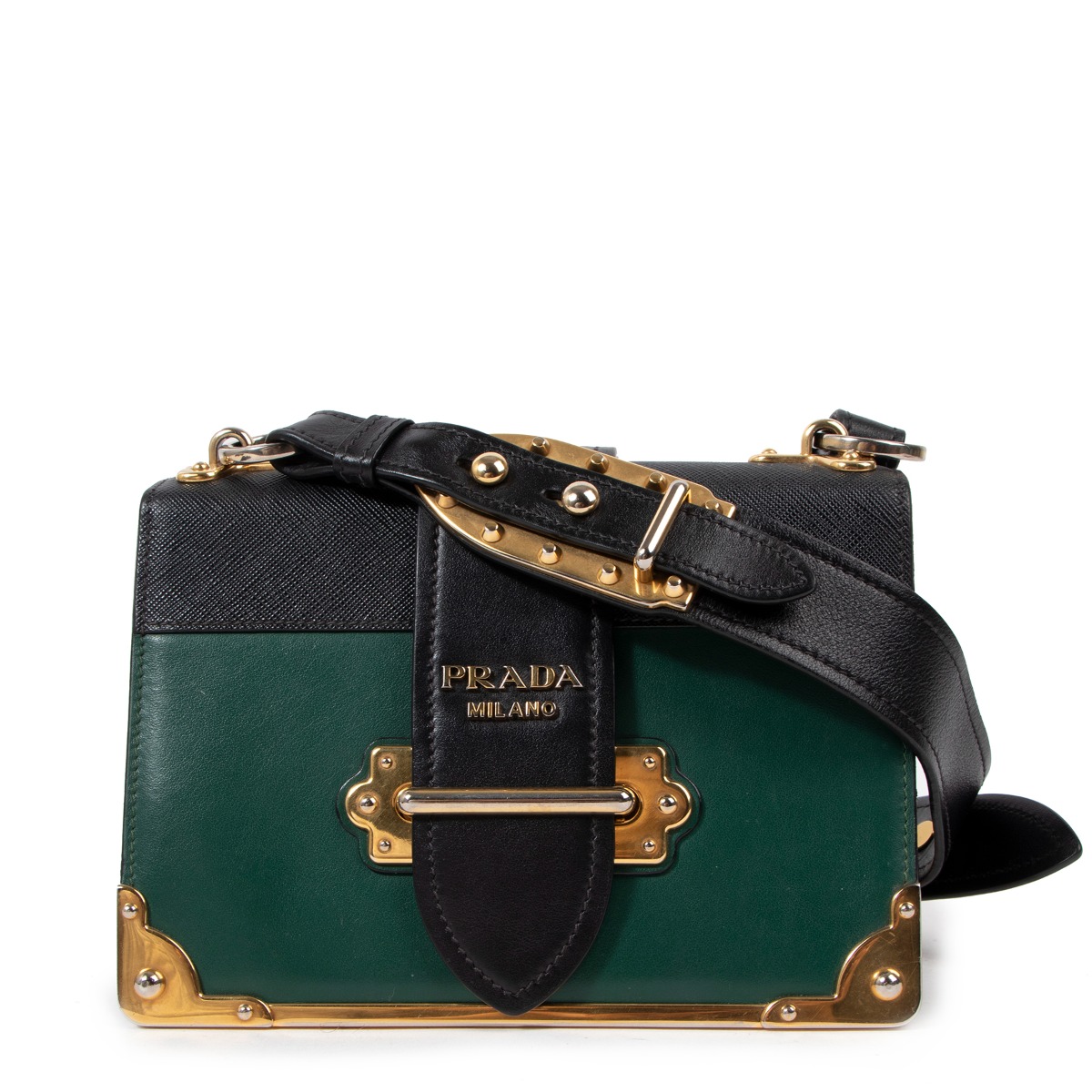 Prada Cahier Biliardo City Calf Black Saffiano Leather Bag Labellov