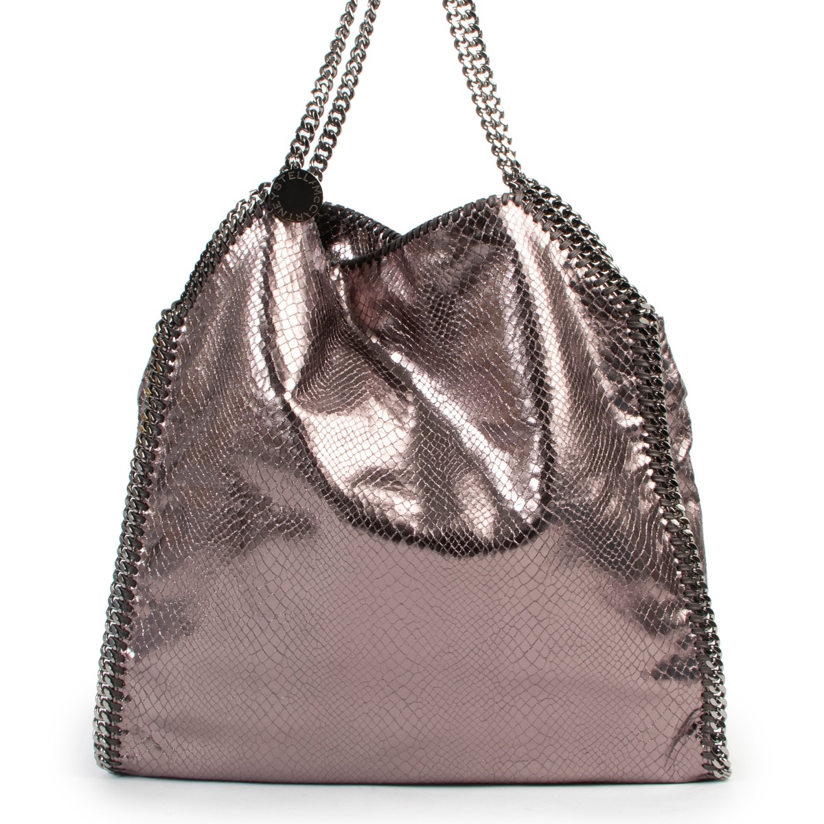 Stella McCartney Grey Metallic Faux Python Falabella Bag Labellov Buy and Sell Authentic Luxury