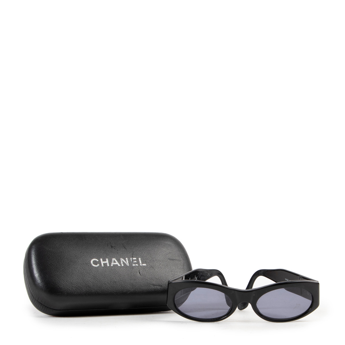 Vintage 90s chanel sunglasses. Black frame, dark | Depop