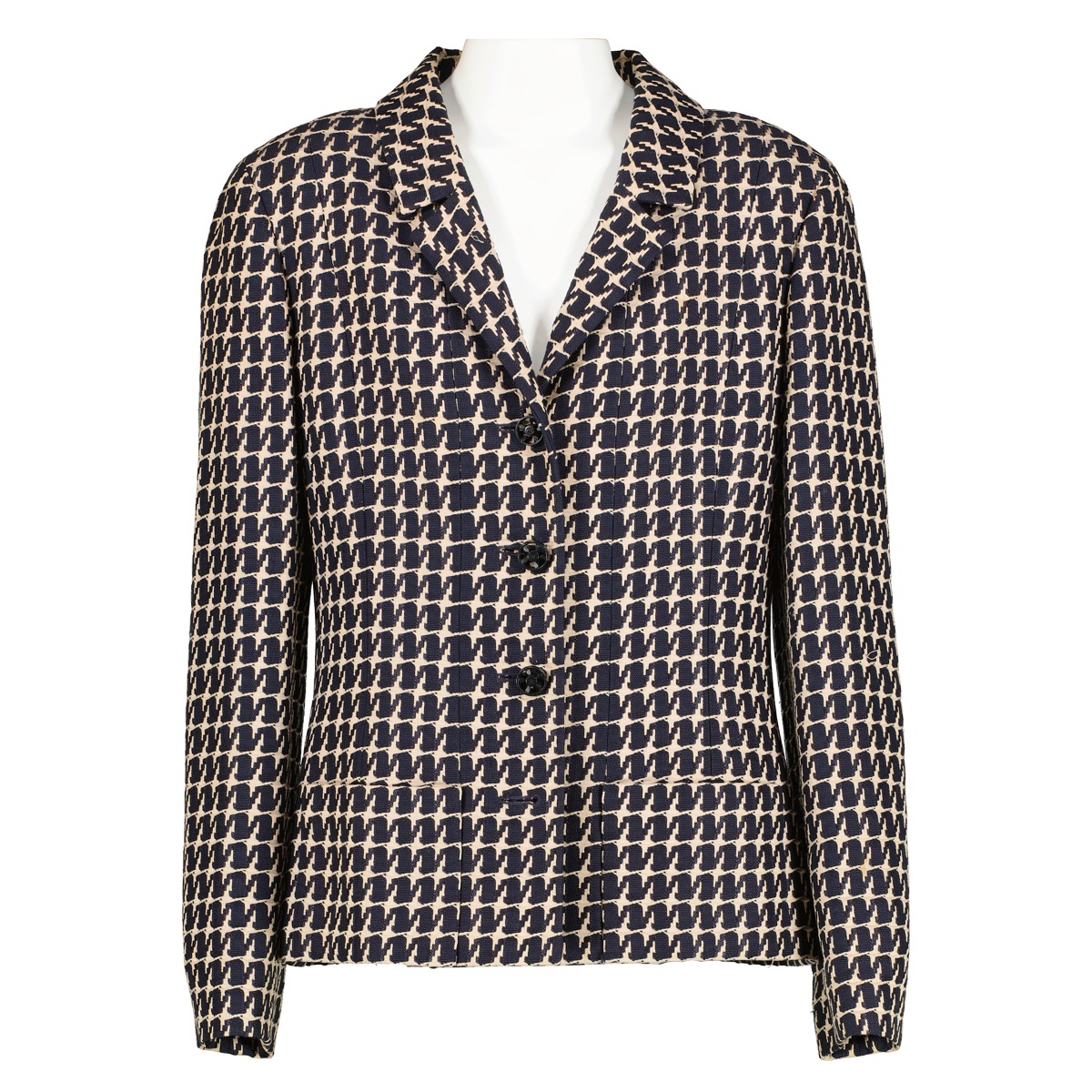 Chanel Spring 2001 Blue Houndstooth Blazer ○ Labellov