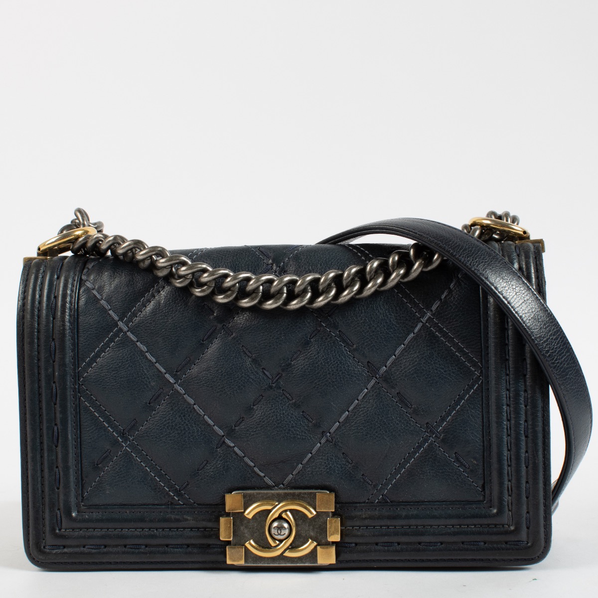 Chanel Blue Wild Stitch Medium Boy Chanel Bag ○ Labellov