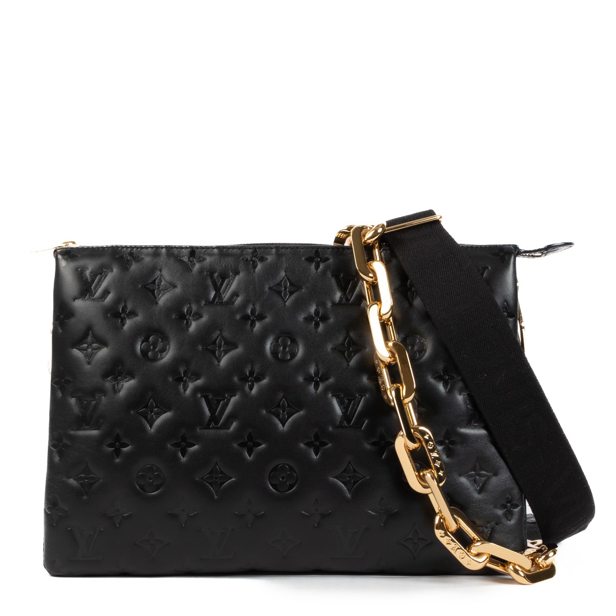 Louis vuitton black purse with gold chain sale