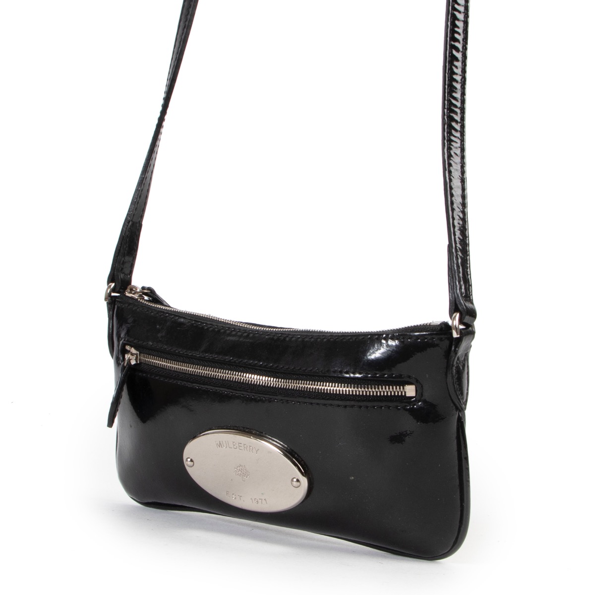 Mulberry Black Patent Leather Crossbody Bag ○ Labellov