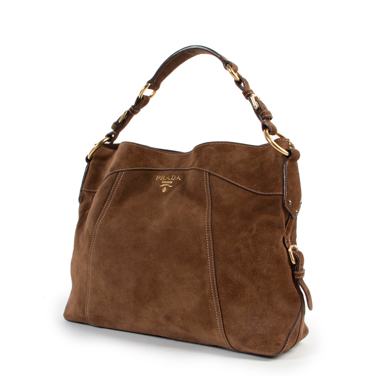 Prada top suede purse