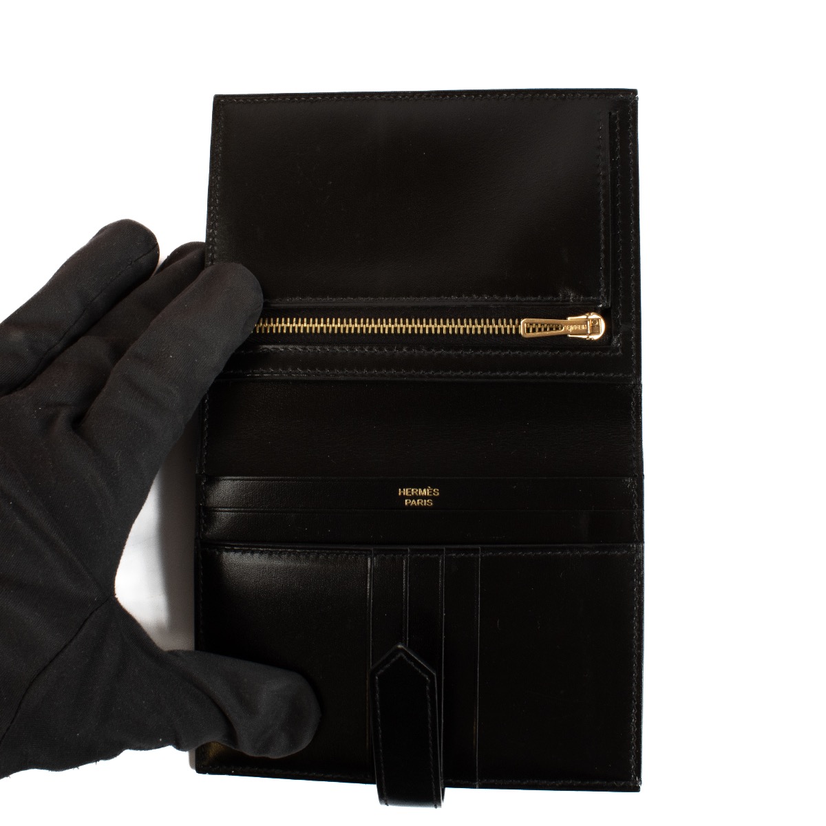 Hermès Black Epsom Bearn Compact Wallet ○ Labellov ○ Buy