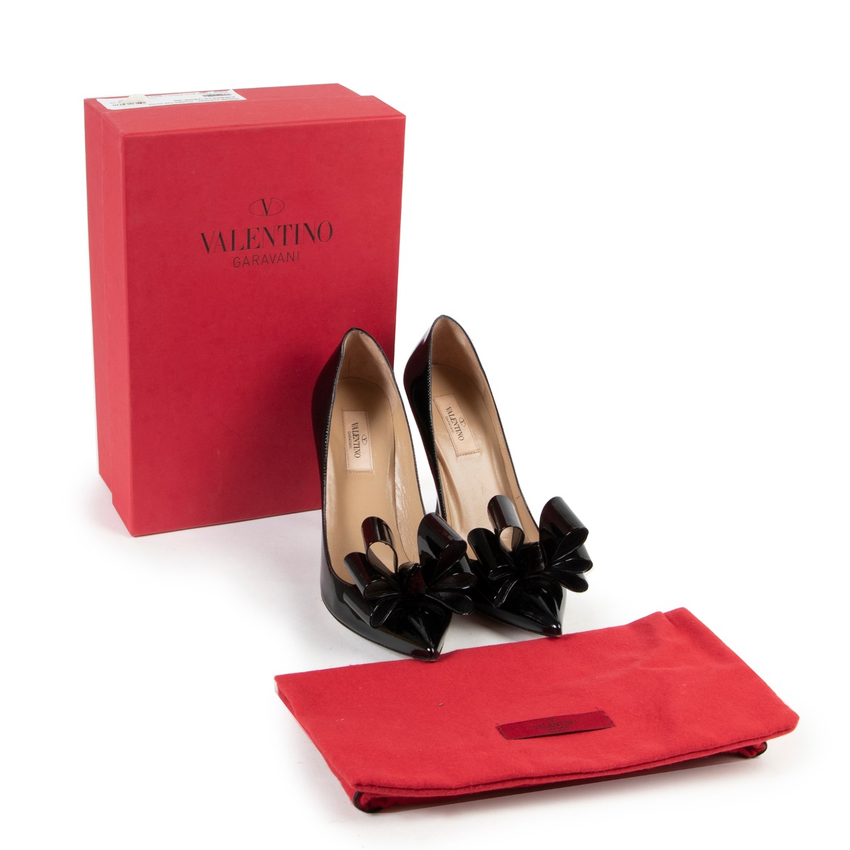 Valentino Garavani Triple Bow Vernice Nero Pumps ○ Labellov