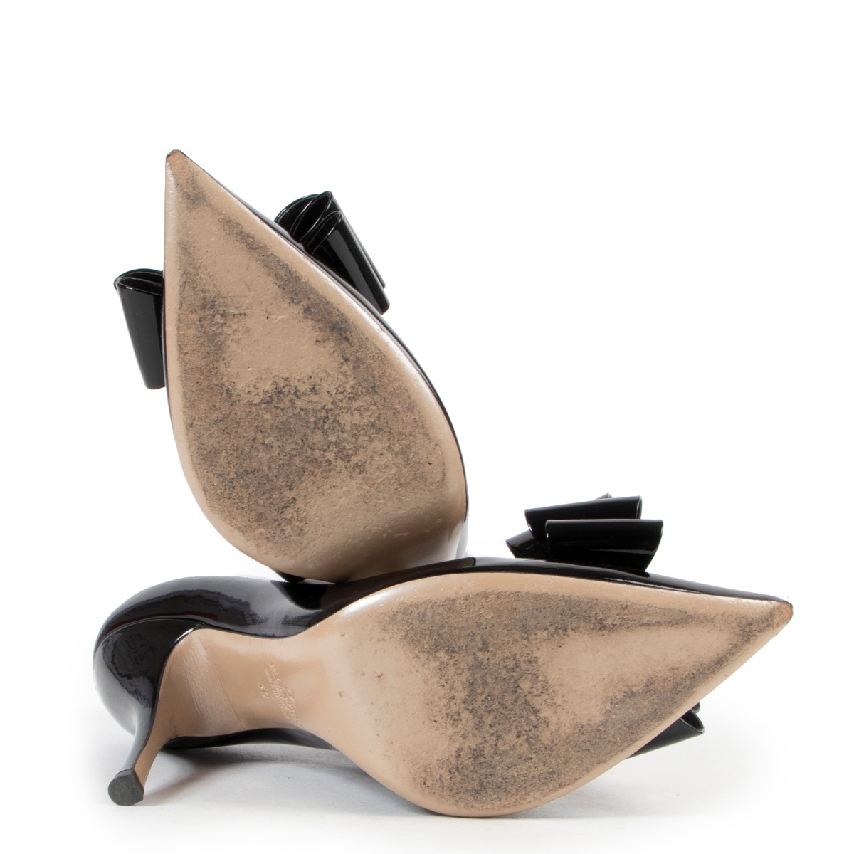 Valentino Garavani Triple Bow Vernice Nero Pumps ○ Labellov