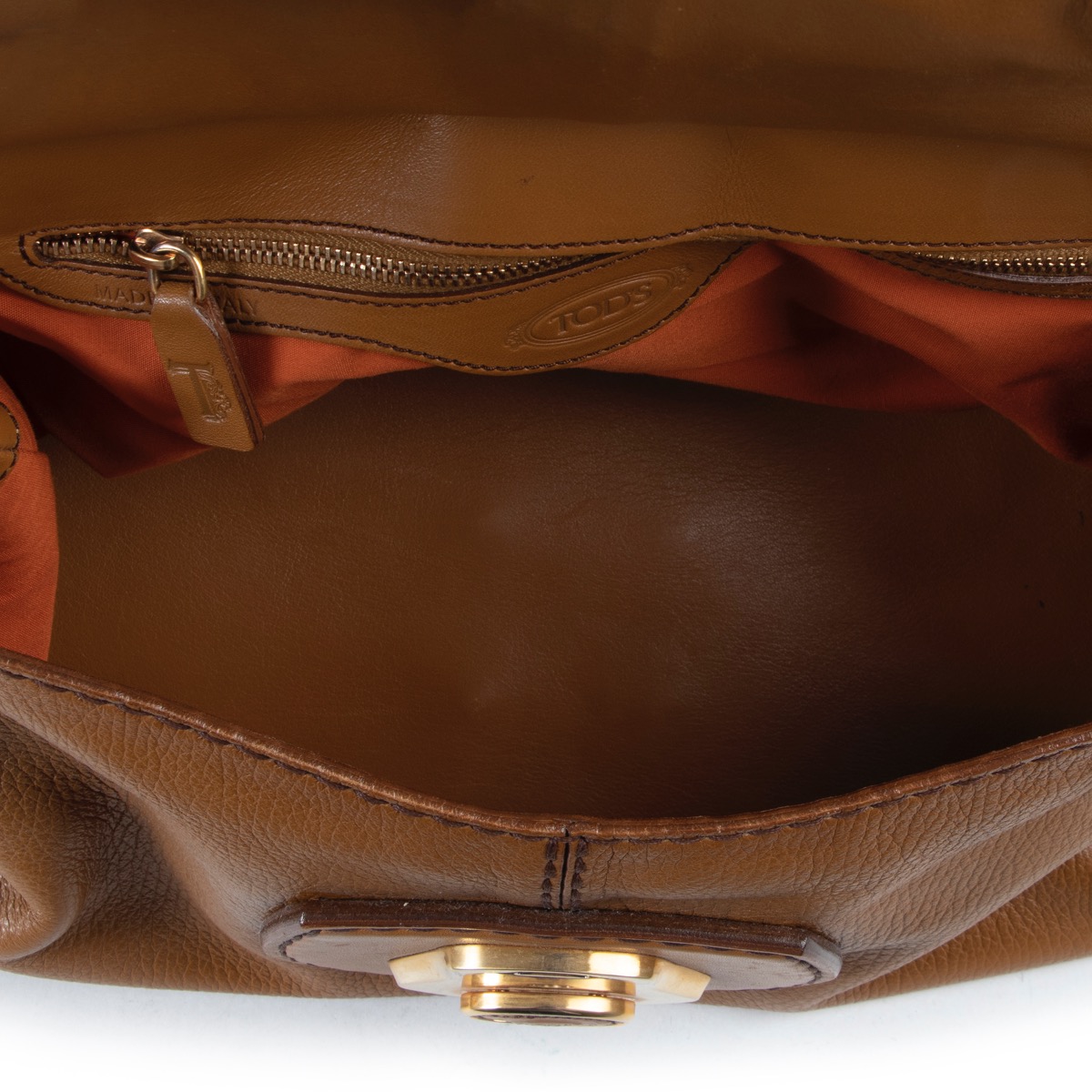 Tods Camel Leather Top Handle Bag ○ Labellov ○ Buy and