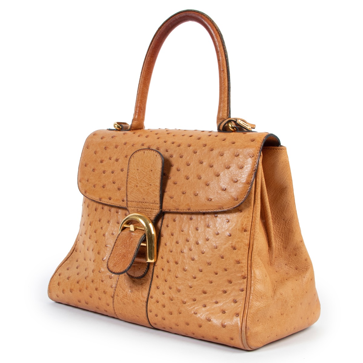Delvaux Cognac Brillant Ostrich MM Labellov Buy and Sell