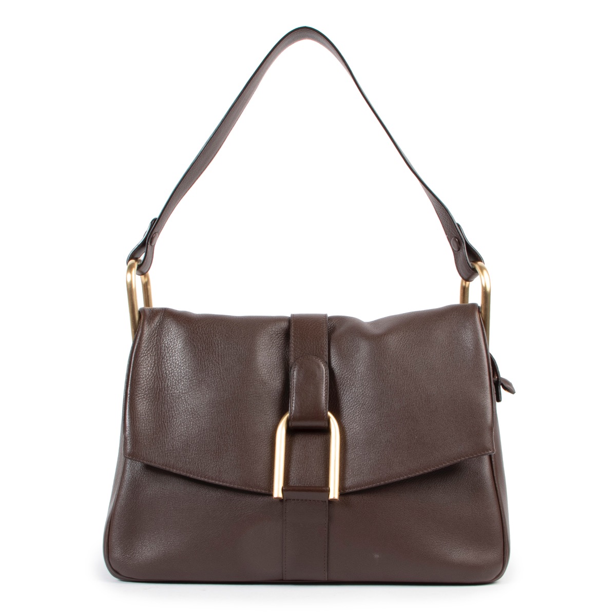 Delvaux Leather shoulder bag 31cm brown Hand bag Formal bag Ladies Authentic