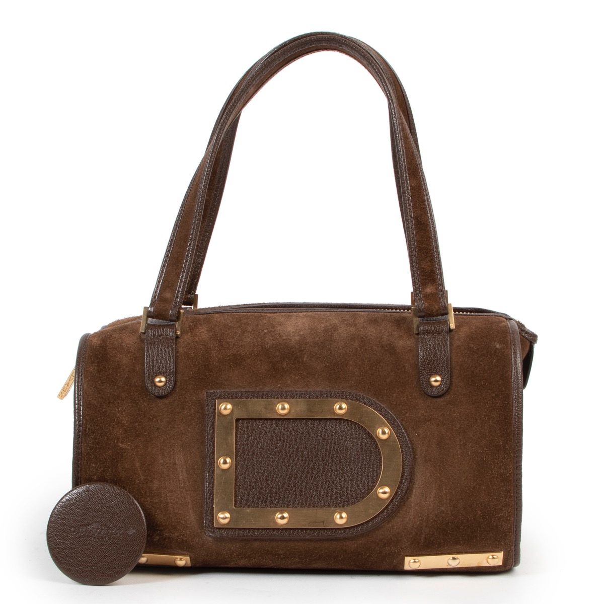 Delvaux Astrid Marron Suede Top Handle Bag ○ Labellov
