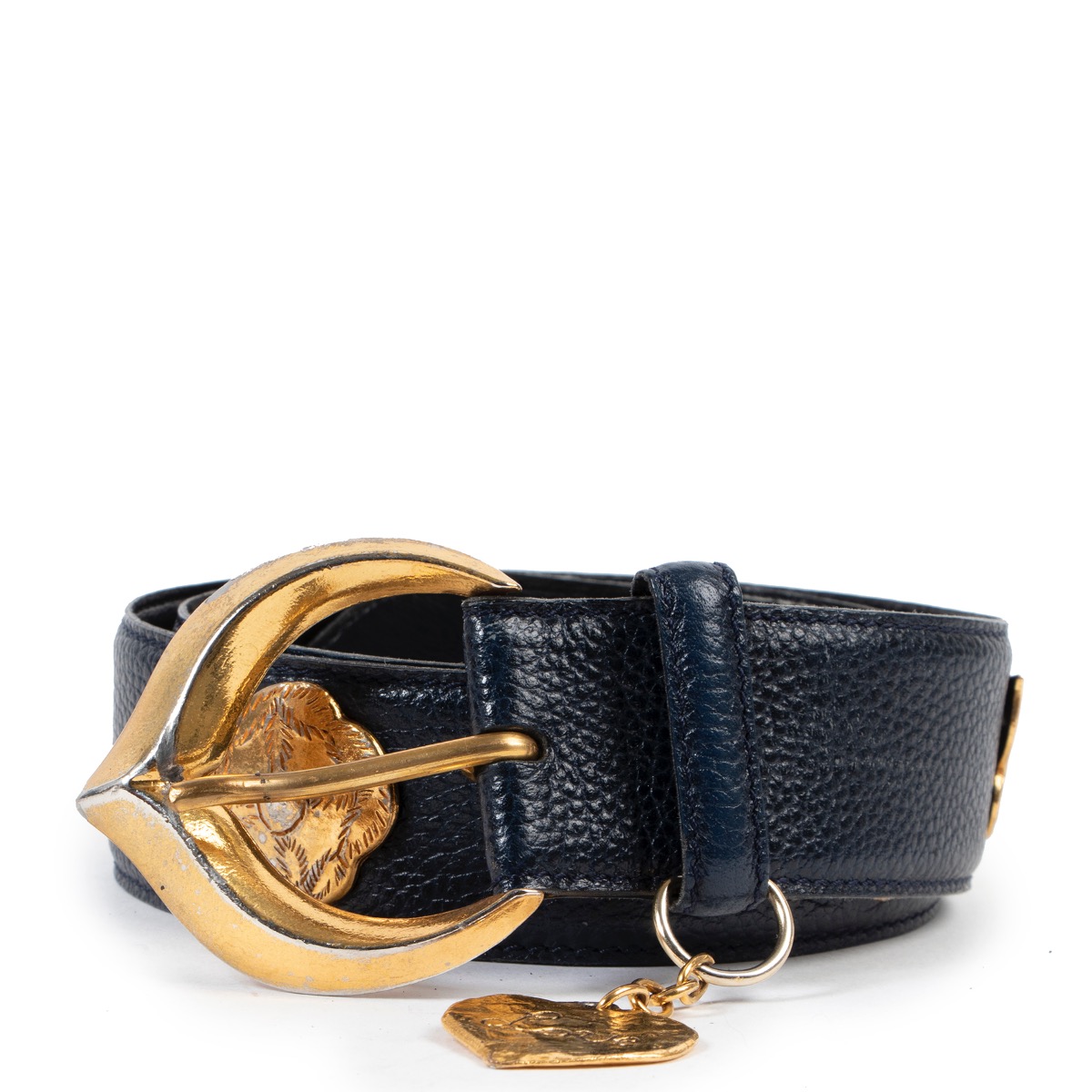 Leather belt Yves Saint Laurent Navy size 100 cm in Leather - 22632059