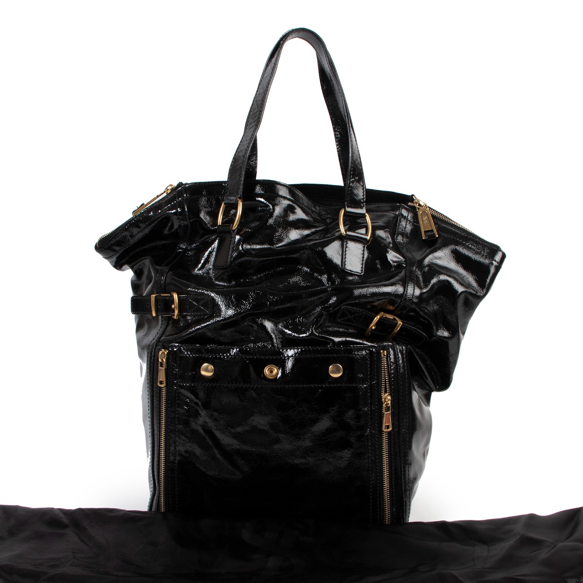 Yves Saint Laurent Black Downtown Patent Leather Handbag Labellov Buy And Sell Authentic Luxury