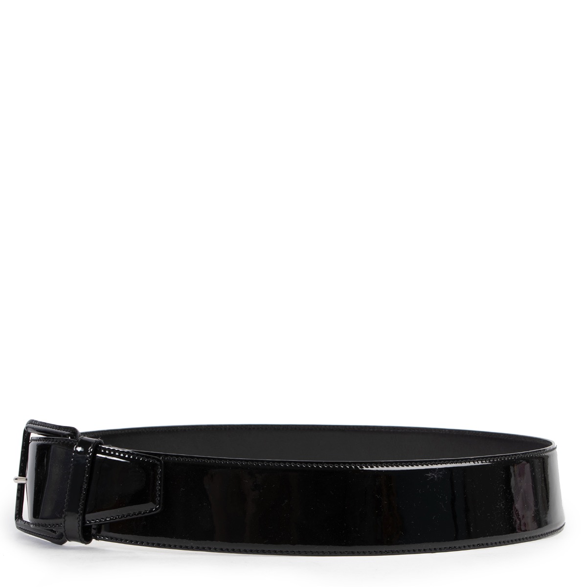 Miu Miu Black Patent Leather Belt - Size 90 ○ Labellov