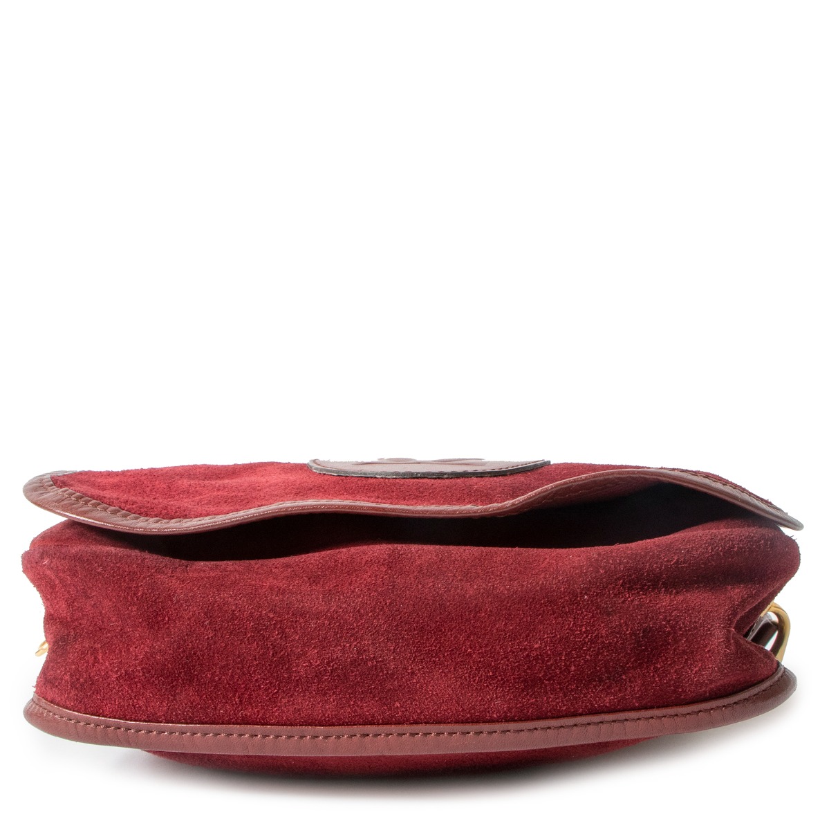 Must de Cartier Vintage Red Suede Logo Flap Crossbody Bag