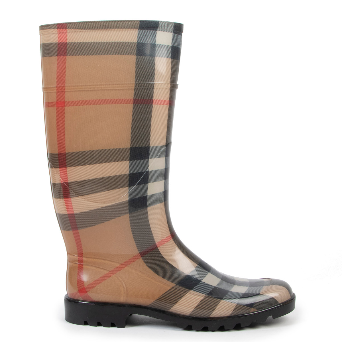 Burberry Brown Nova Check Rubber Rain Boots Size 41 Burberry